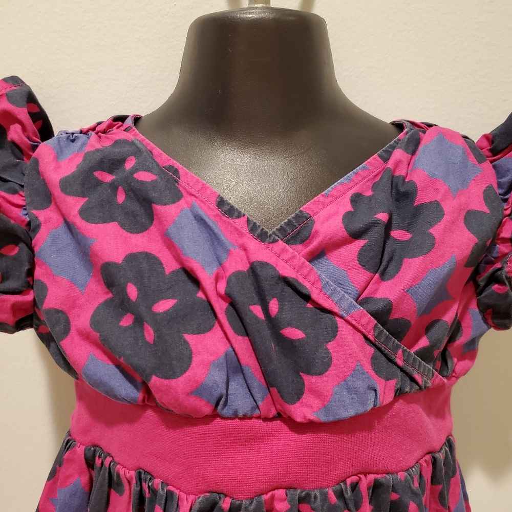 Tea Collection Pink and Blue Floral Wrap Dress - Picture 3 of 9